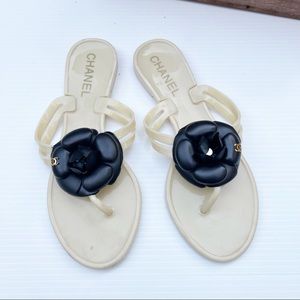 chanel black jelly slides